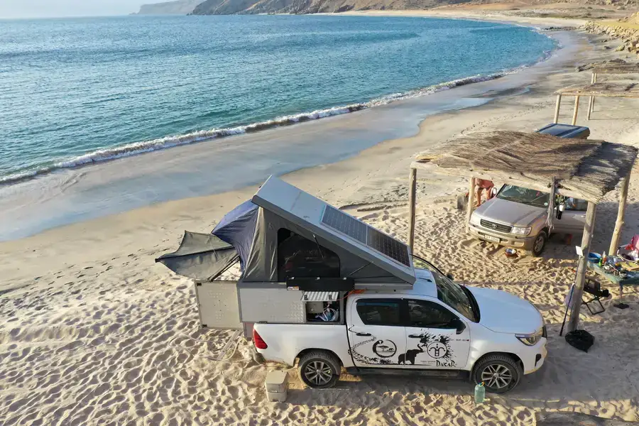Four-wheel-drive beach camping on the Angolan coast