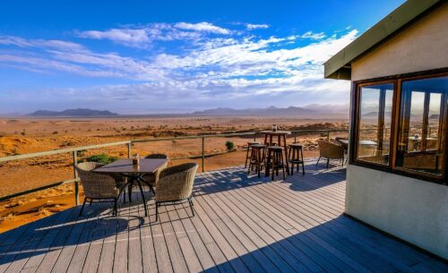 Aussicht vom Balkon des Namib Dune Star Camp Gondwana Collection